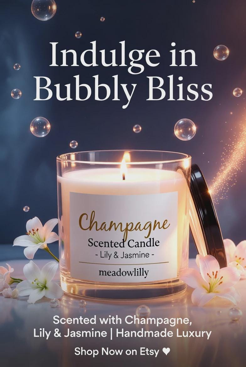 Champagne Scented Candle: Lily & Jasmine Hints