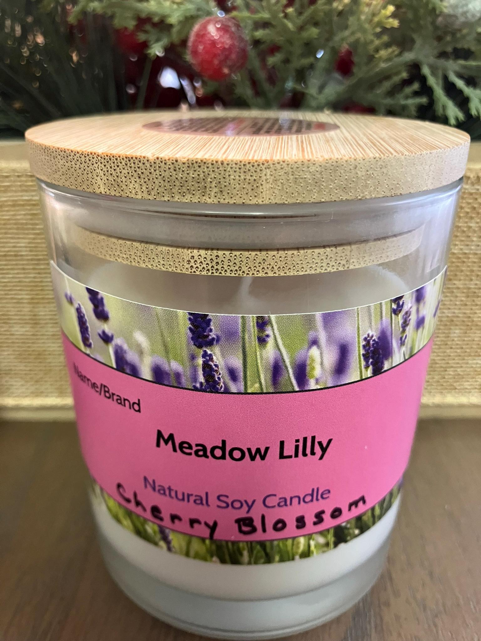Cherry Blossom  Meadow Lily Soy Candle Natural Hand Poured Aromatherapy Spa Gift. Vegan Candle.