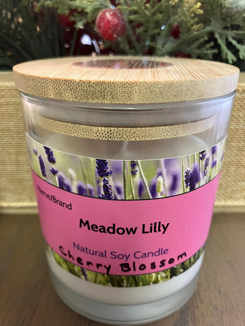 Cherry Blossom  Meadow Lily Soy Candle Natural Hand Poured Aromatherapy Spa Gift. Vegan Candle.