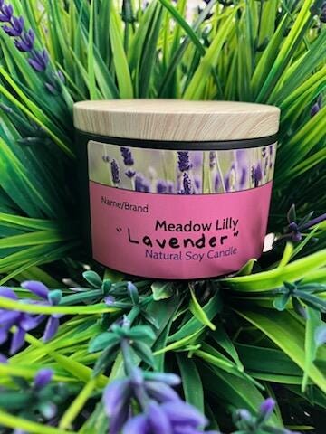 Meadow Lilly Lavender Soy Candle Aromatherapy Stress Relief Gift. Spa Candle