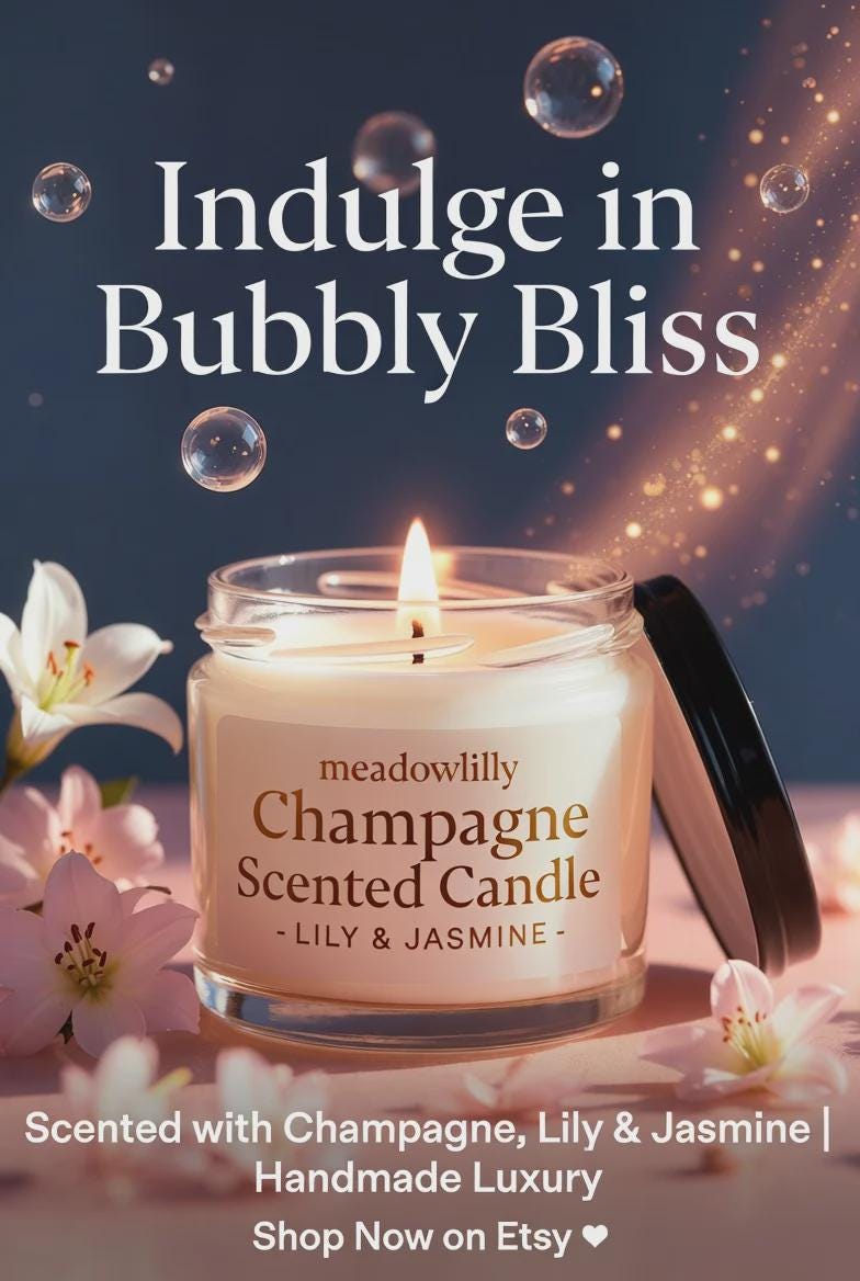 Champagne Scented Candle: Lily & Jasmine Hints